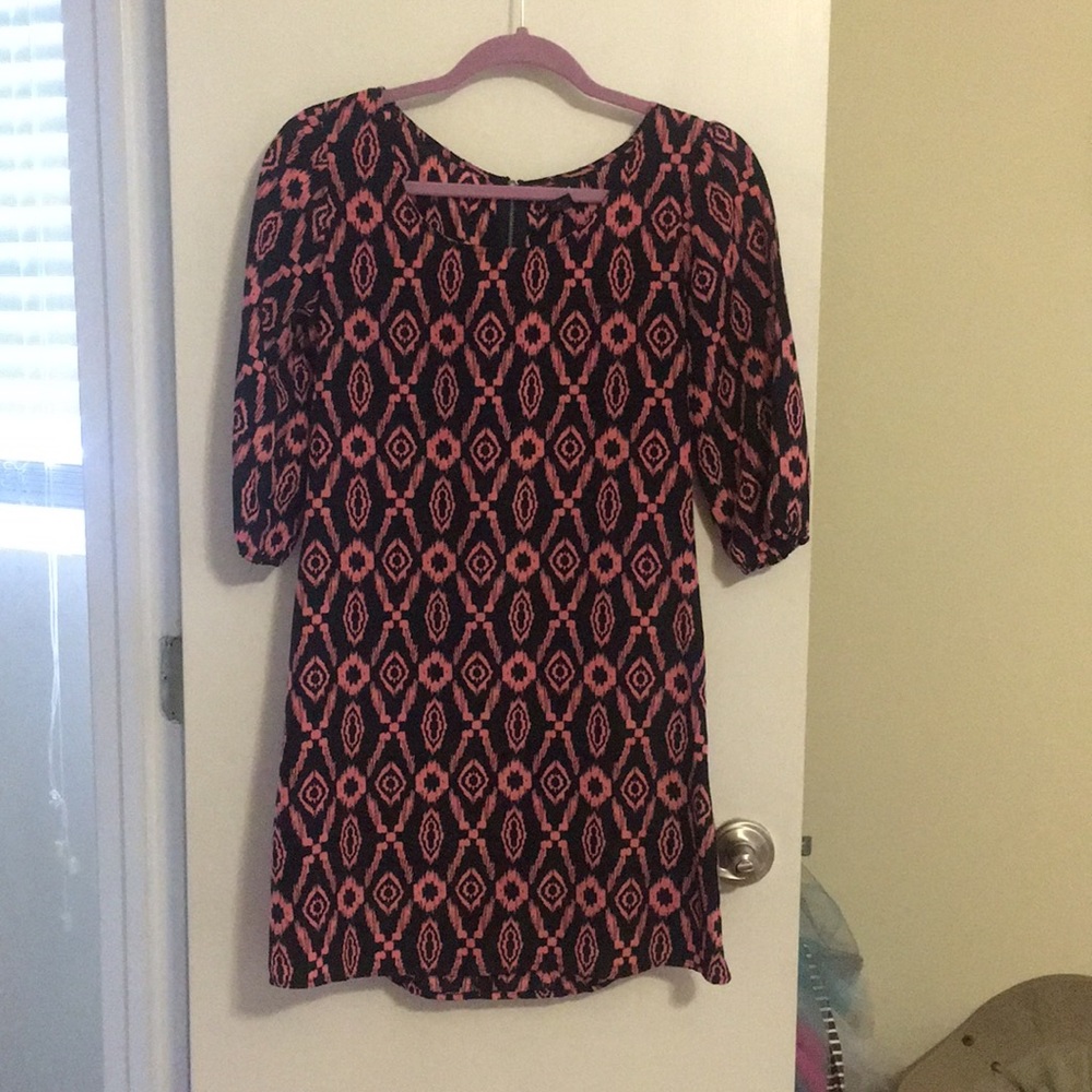 Pink and black pattern dress